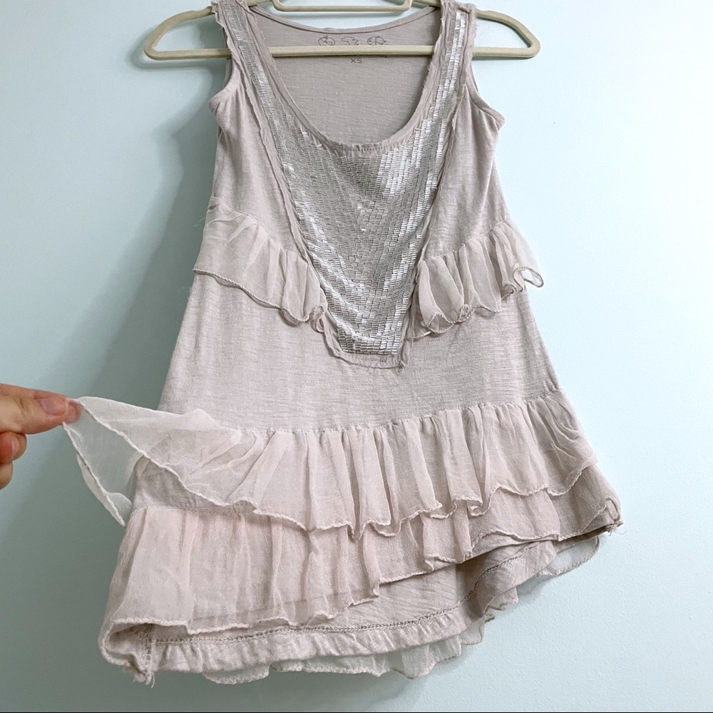 Sleeveless Asymmetrical Beaded Blouse Sustainably Made with Organic Cotton Boho